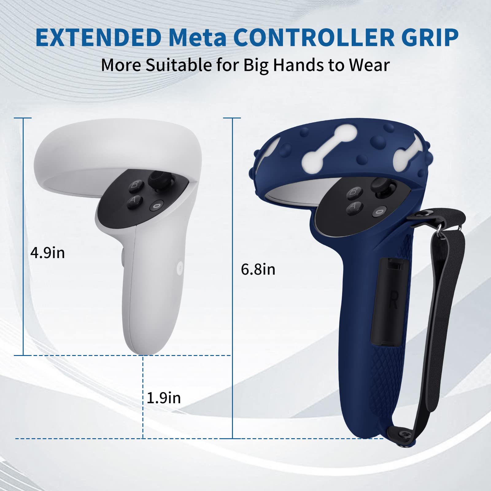 Controller Grips Cover For Meta/Oculus Quest 2,Anti Throw Strap With Battery Opening,Extended Controller Grips Covers Suitable F